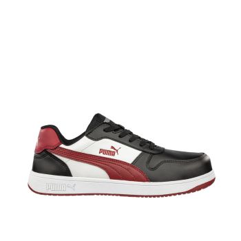 รองเท้าเซฟตี้ ยี่ห้อ PUMA รุ่น HERITAGE FRONTCOURT BLACK/RED LOW พื้น ESD 640200